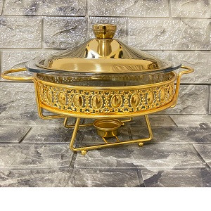 صحن تقديم مع قاعدة و غطا دايري 2 لتر